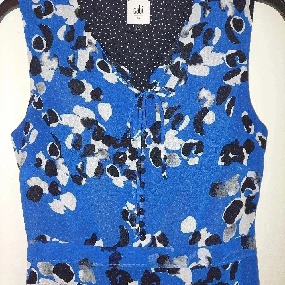 Cabi Untamed Floral Print Blue Dress XS Style #5576 - Picture 4 of 9
